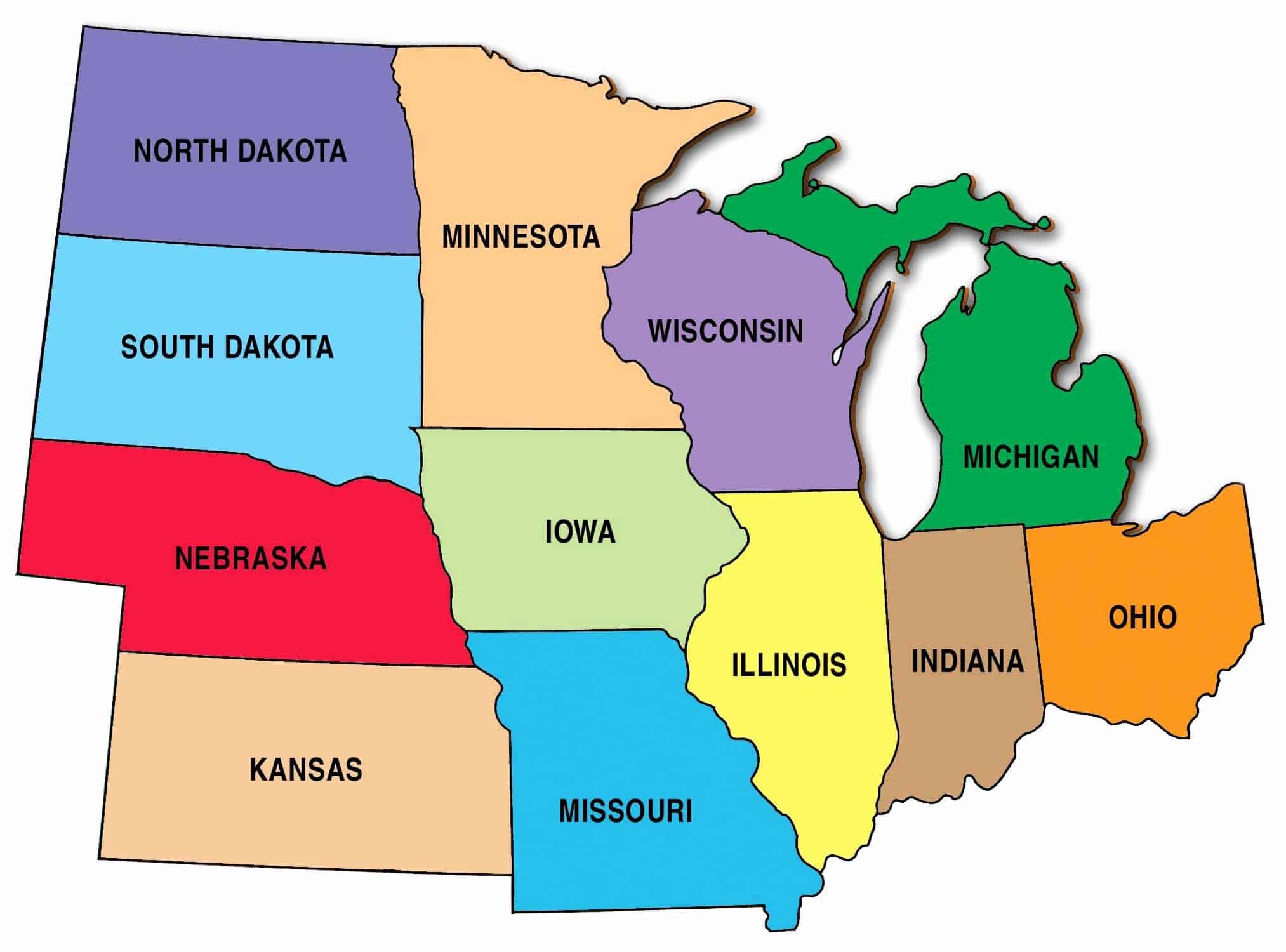 Charter Bus Map of Midwest